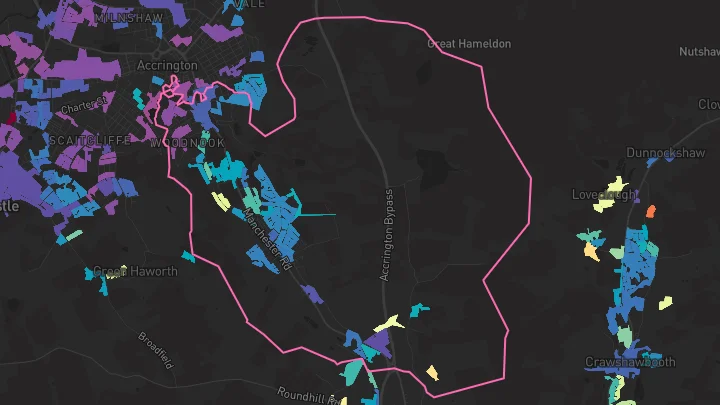 House price heatmap showing property values across Accrington