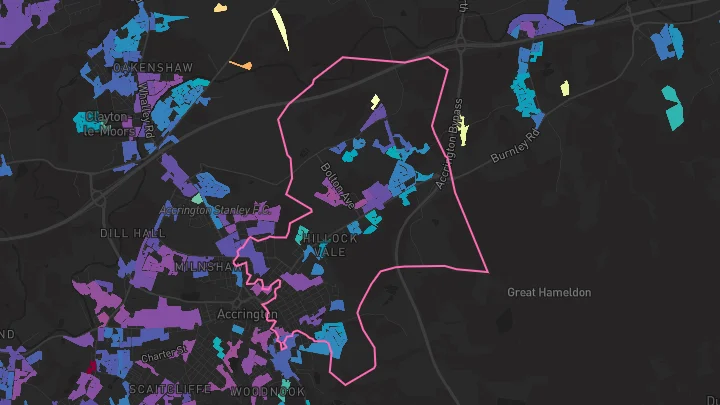 House price heatmap showing property values across Accrington