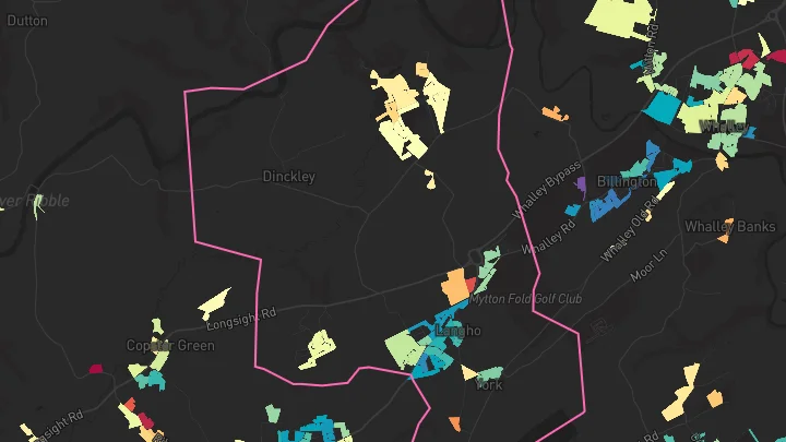 House price heatmap showing property values across Langho