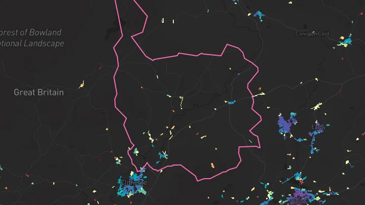 House price heatmap showing property values across Chatburn