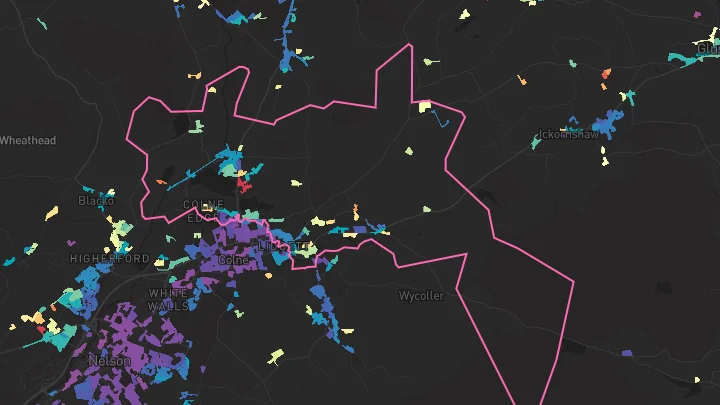 House price heatmap showing property values across Foulridge
