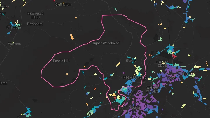 House price heatmap showing property values across Barrowford