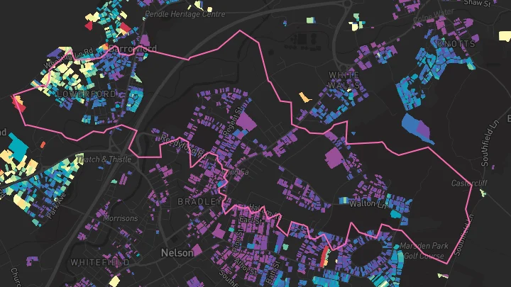 House price heatmap showing property values across Barrowford