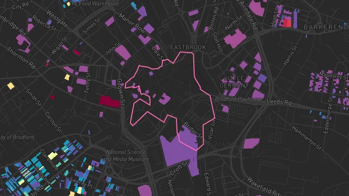 House price heatmap showing property values across Bradford