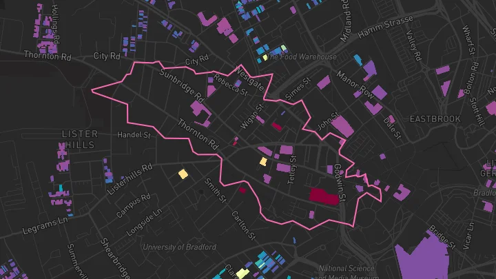 House price heatmap showing property values across Bradford