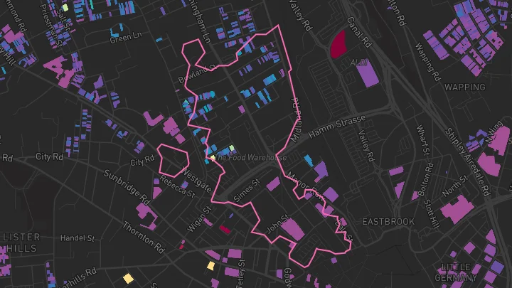 House price heatmap showing property values across Bradford