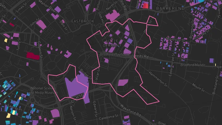 House price heatmap showing property values across Bradford