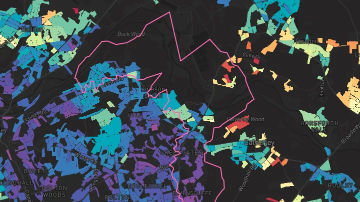 House price heatmap showing property values across Bradford
