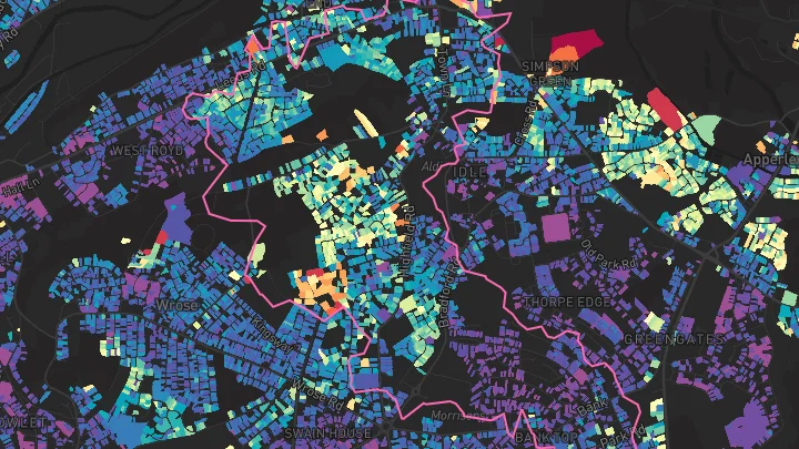 House price heatmap showing property values across Idle