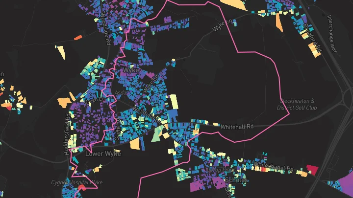 House price heatmap showing property values across Wyke