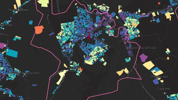 House price heatmap showing property values across Queensbury