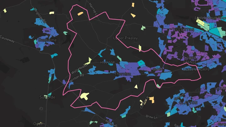 House price heatmap showing property values across Thornton