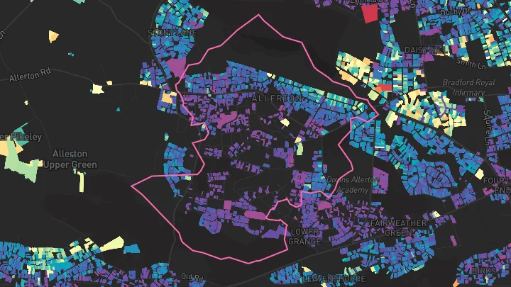 House price heatmap showing property values across Allerton