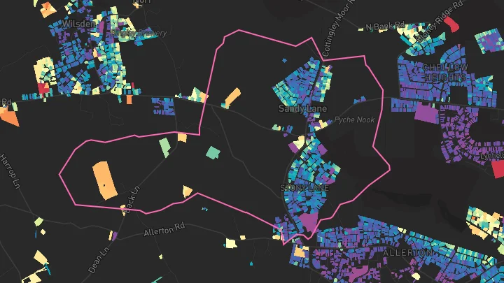 House price heatmap showing property values across Allerton