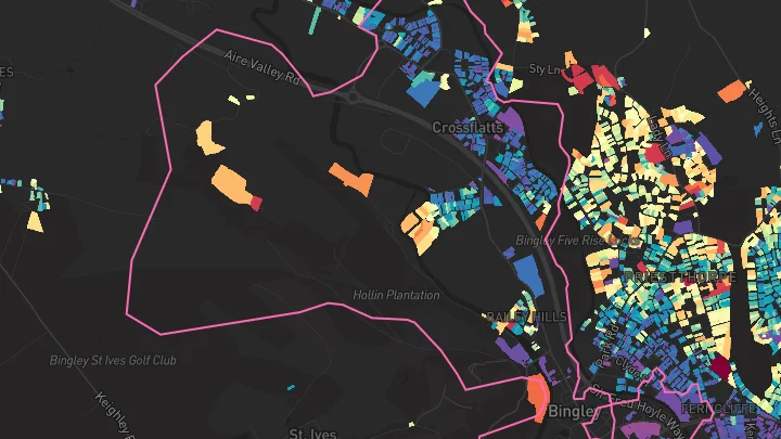 House price heatmap showing property values across Bingley