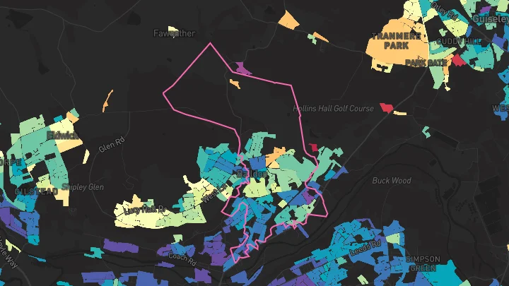 House price heatmap showing property values across Baildon