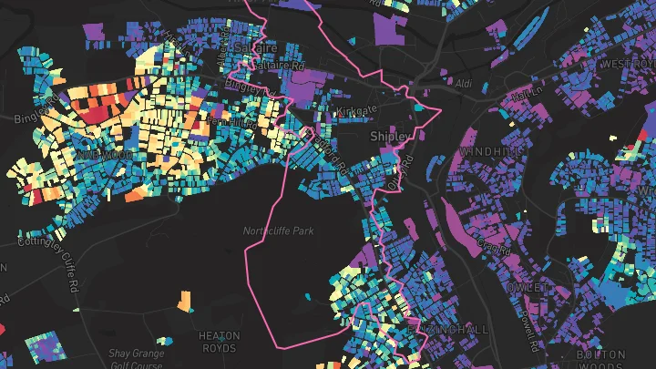 House price heatmap showing property values across Shipley