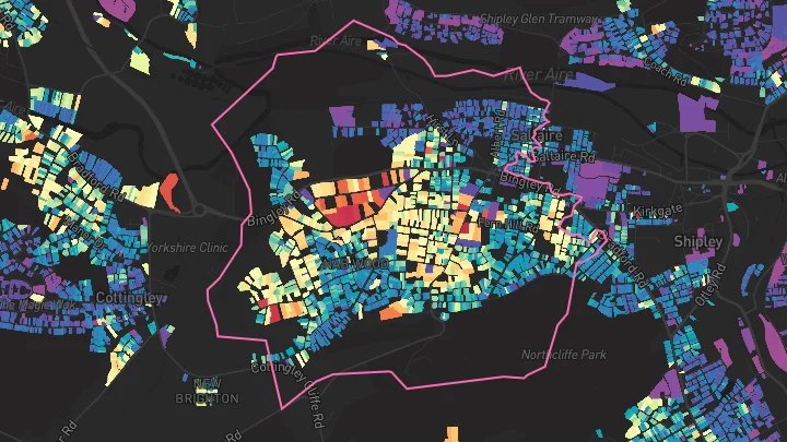 House price heatmap showing property values across Shipley