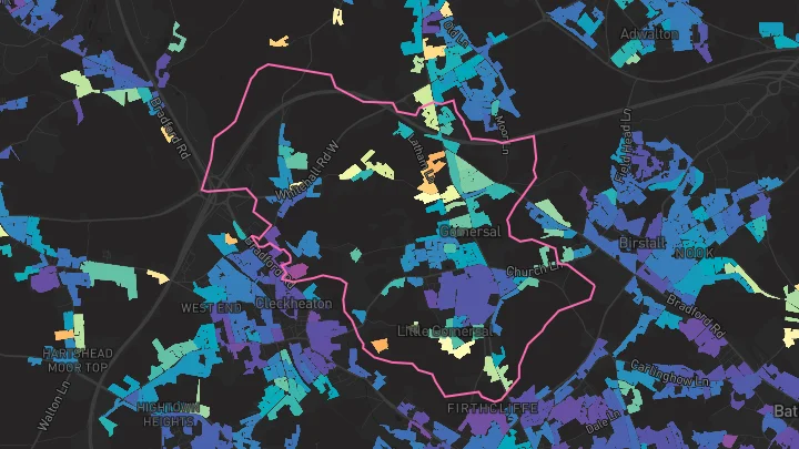 House price heatmap showing property values across Gomersal