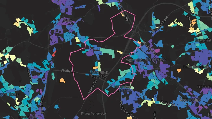House price heatmap showing property values across Scholes