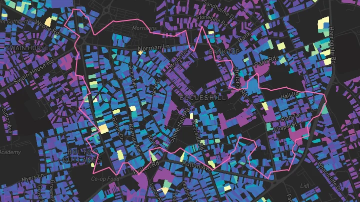 House price heatmap showing property values across Bradford