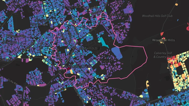 House price heatmap showing property values across Bradford