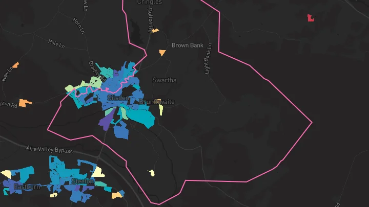 House price heatmap showing property values across Silsden