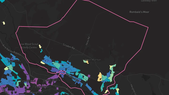 House price heatmap showing property values across Riddlesden