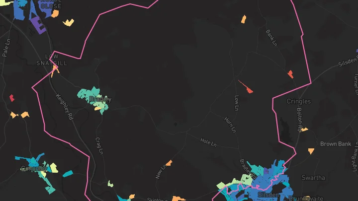 House price heatmap showing property values across Silsden
