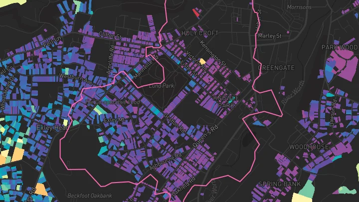 House price heatmap showing property values across Keighley
