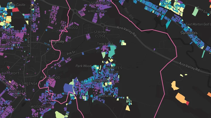 House price heatmap showing property values across Keighley
