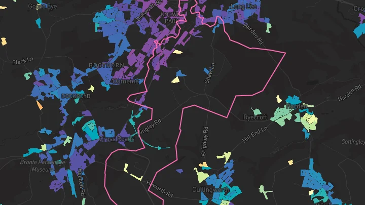 House price heatmap showing property values across Keighley
