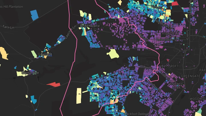 House price heatmap showing property values across Keighley