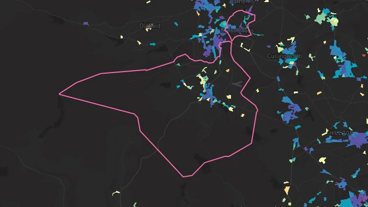 House price heatmap showing property values across Oxenhope