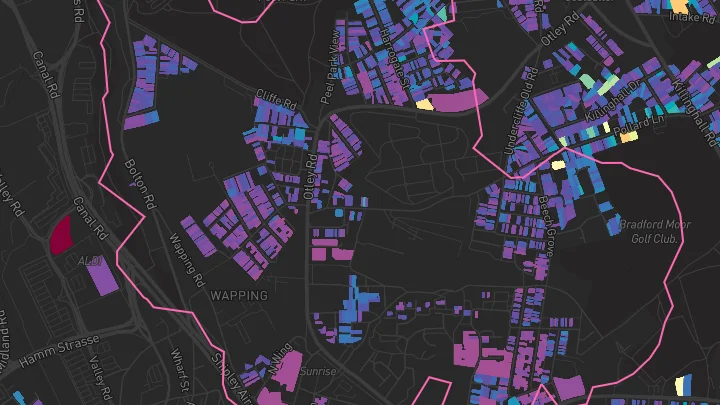 House price heatmap showing property values across Bradford