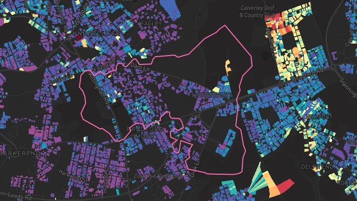 House price heatmap showing property values across Bradford