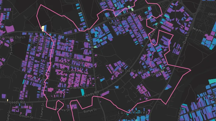 House price heatmap showing property values across Bradford
