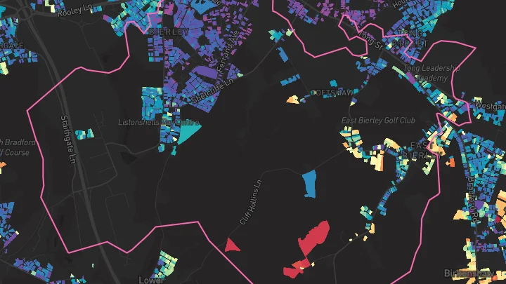 House price heatmap showing property values across Bradford
