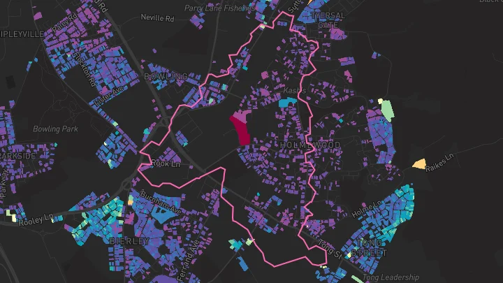 House price heatmap showing property values across Bradford