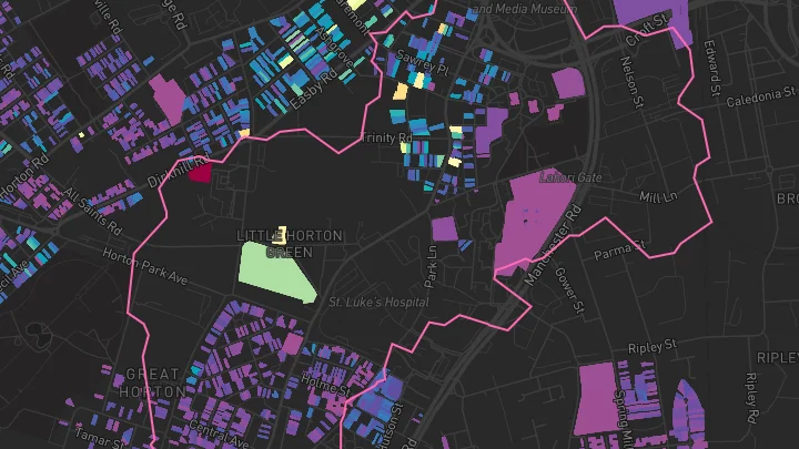 House price heatmap showing property values across Bradford