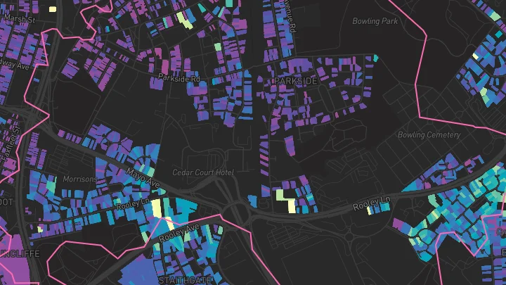 House price heatmap showing property values across Bradford