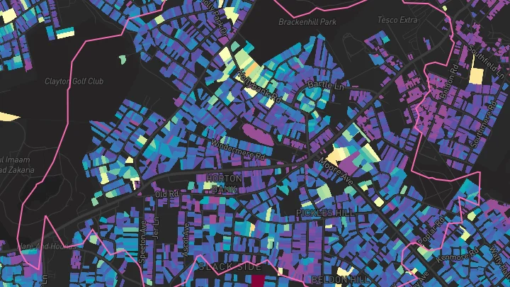 House price heatmap showing property values across Bradford