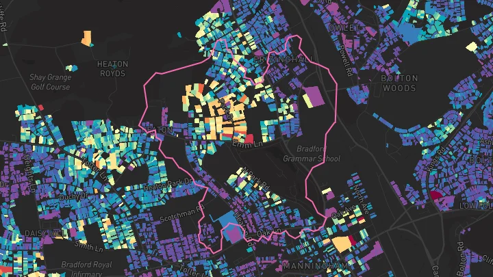 House price heatmap showing property values across Bradford