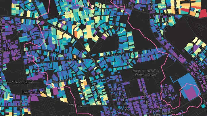 House price heatmap showing property values across Bradford