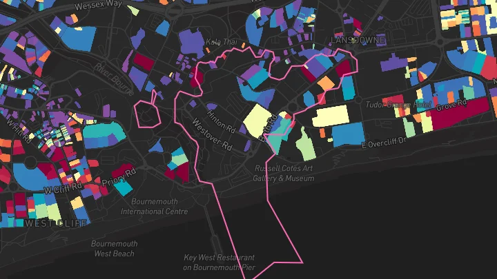 House price heatmap showing property values across Bournemouth