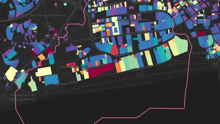 House price heatmap showing property values across Bournemouth