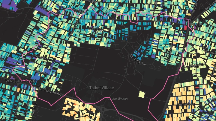 House price heatmap showing property values across Bournemouth