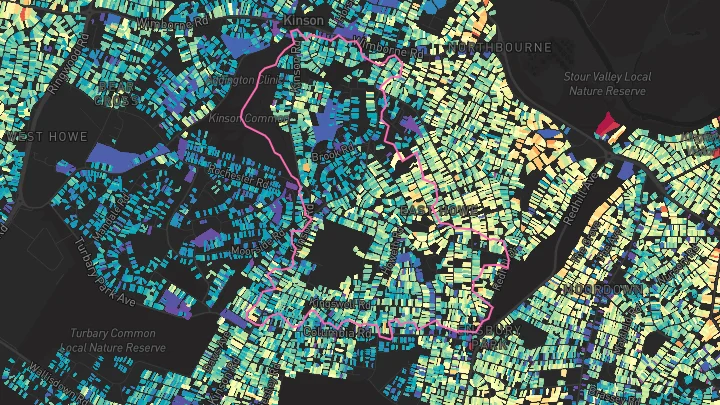 House price heatmap showing property values across Bournemouth