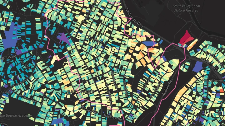House price heatmap showing property values across Bournemouth