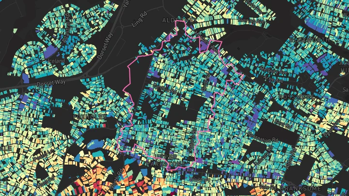 House price heatmap showing property values across Poole